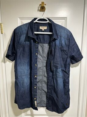 Navy Blue Denim Button-Up Shirt